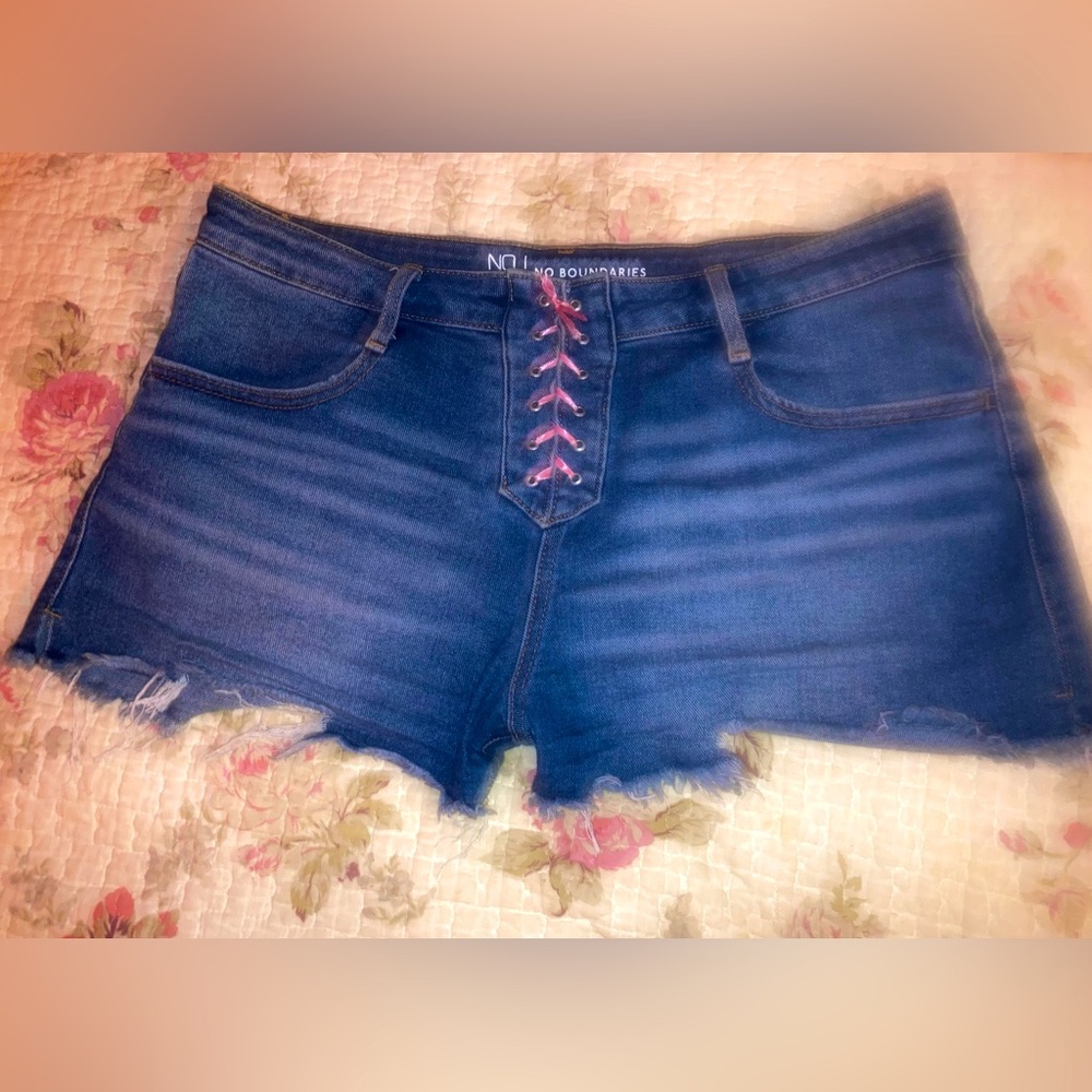 Coquette denim distressed shorts plus size